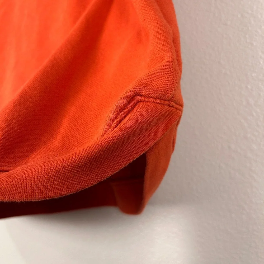 Madewell Womens Short Sleeve V-Neck French Terry Sweatshirt Orange Size M